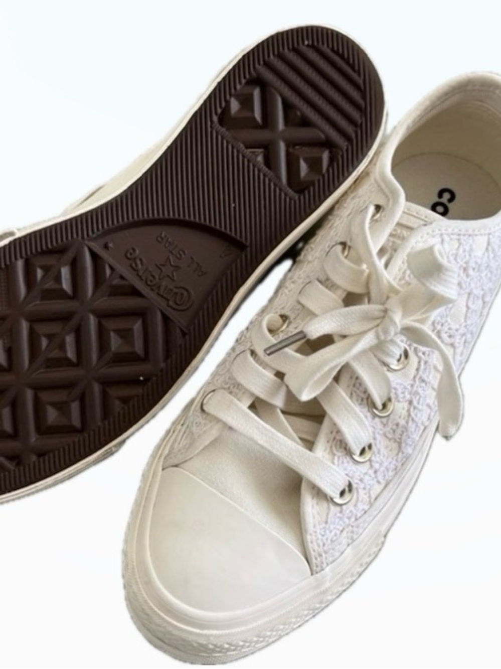 Converse White Lace Low Top Platform Sneakers - Picture 3 of 5